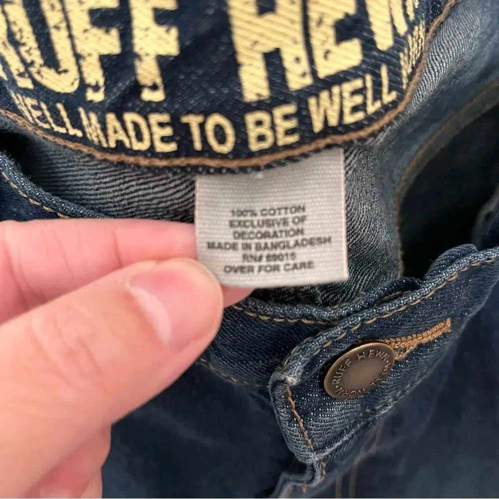 Ruff Hewn 100% Cotton Dark Wash Denim Blue Jeans Straight Leg Size 40